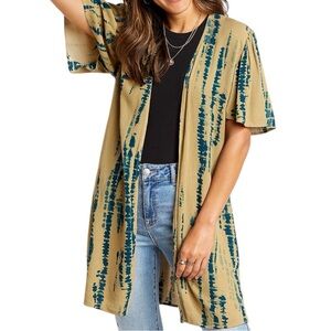 Maurices Bohemian Olive Tie Dye Flutter Sleeve Kimono